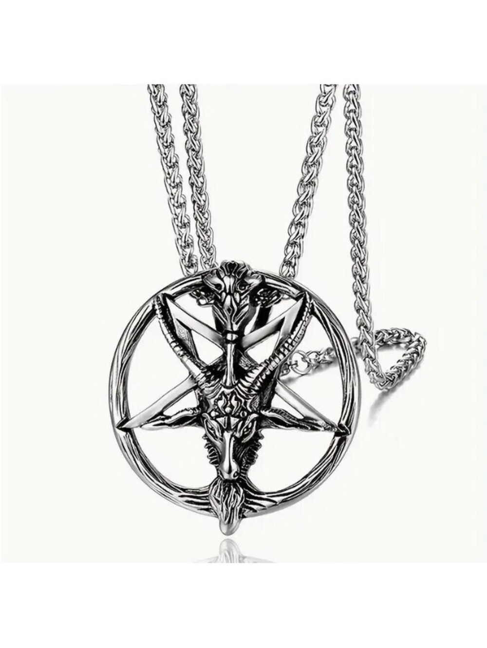 Sigil of Baphomet Inverted Pentagram Pendant Necklace Satan Goat Devil Occult